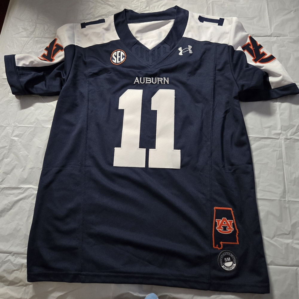 Under Armour Navy and White Football Jersey